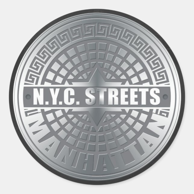 Sticker Rond Manhole Covers Manhattan (Devant)