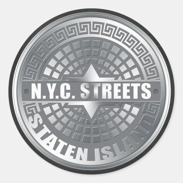 Sticker Rond Manhole Staten Island Grey (Devant)