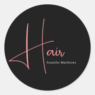 Sticker Rond Manicuriste moderne glam rose néon