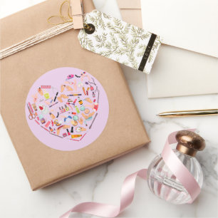Sticker Rond Manicuriste Nail Technicien Outil Coeur