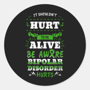 Sticker Rond Manie bipolaire Maladie mentale Anxiété Ruban vert
