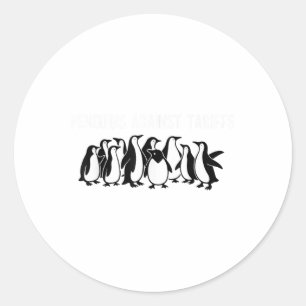 Sticker Rond Manifestation de pingouins contre les tarifs douan