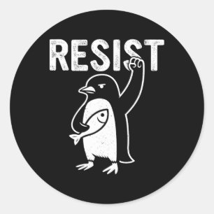 Sticker Rond Manifestation de Pingouins Contre Tari