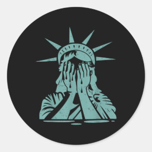 Sticker Rond Manifestation De Pleurage Statue De La Liberté