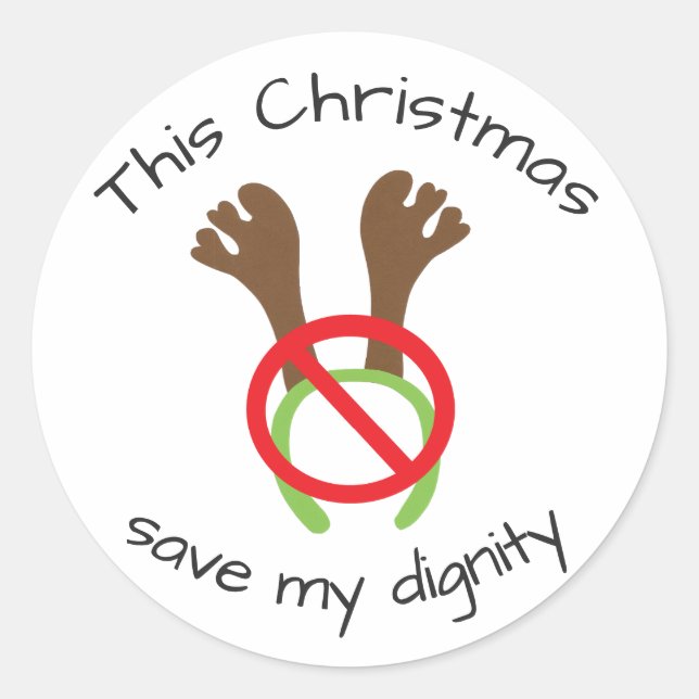 Sticker Rond Manifestation drôle de Noël Antler (Devant)