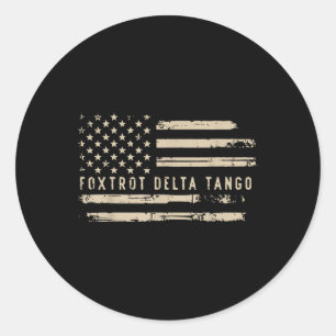 Sticker Rond Manifestation Foxtrot Delta Tango Us Drapeau Résis
