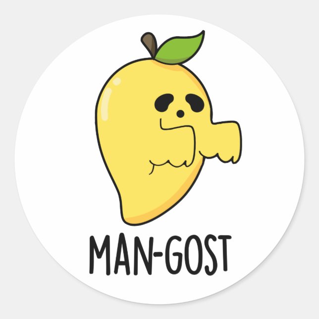 Sticker Rond Manipulateur Drôle Halloween Mango Fantôme Pun (Devant)