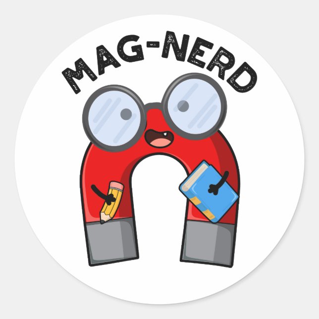 Sticker Rond Manipuler de magnétisme Nerd marrant nerd (Devant)