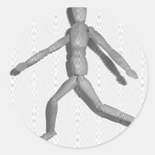 Sticker Rond Mannequin humain en bois