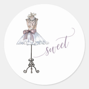 Sticker Rond Mannequin Whimsical "sucré" avec Tutu