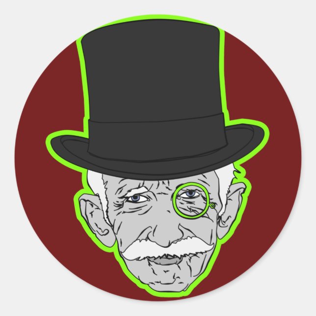 Sticker Rond Manopole du Vieux Homme (Devant)