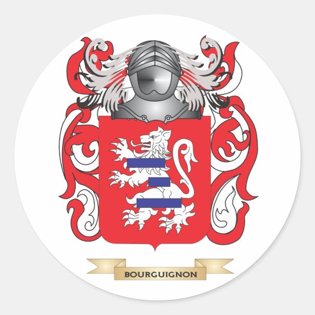 Sticker Rond Manteau de Bourguignon des bras (crête de famille) (Devant)