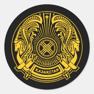 Sticker Rond Manteau de Kazakhstan d'autocollant de bras