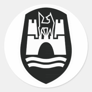 Sticker Rond Manteau de Wolfsbourg des bras (blanc noir)