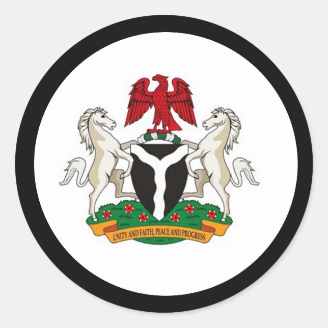 Sticker Rond Manteau du Nigéria des bras (Devant)
