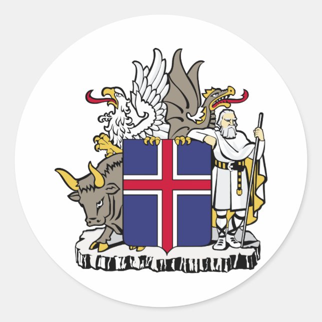 Sticker Rond Manteau officiel de l'Islande de symbole (Devant)