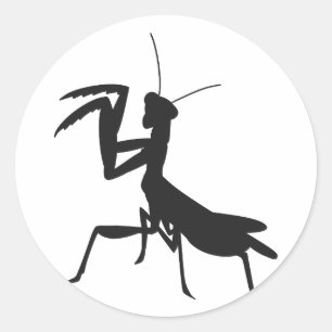 Sticker Rond Mantis en silhouette - Choisir la couleur arrière