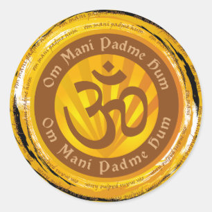 Sticker Rond Mantra tibétain avec symbole Aum