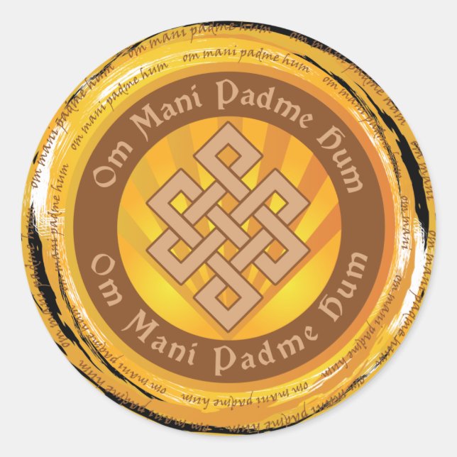 Sticker Rond Mantra Tibétain sans fin noeud (Devant)