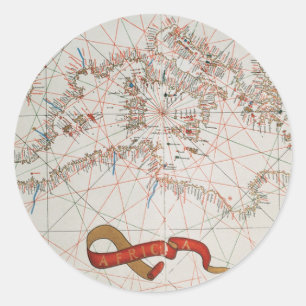 Sticker Rond Map of Europe & Coasts of North Africa