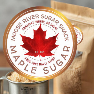 Sticker Rond Maple Candy Cuivre Bordure Rouge sucre Feuille d'é