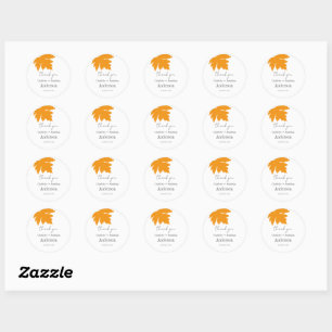 Sticker Rond Maple Leaf de l'automne jaune favorise le Merci