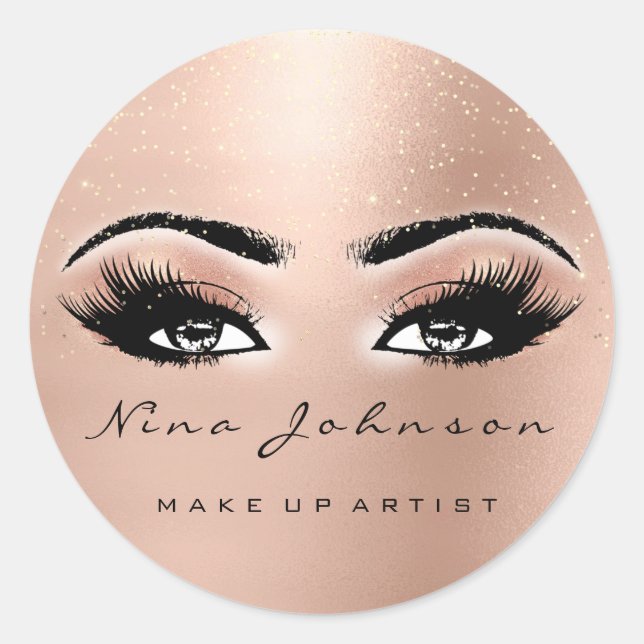 Sticker Rond Maquillage Artiste Beauté Peach Spark Parties scin (Devant)