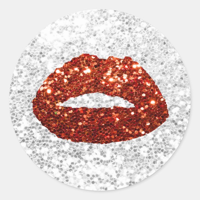 Sticker Rond Maquillage Artiste Chic Lèvres Rouges Modernes Séq (Devant)