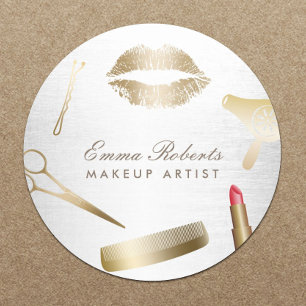 Sticker Rond Maquillage Artiste Hair Styliste Moderne Or & Arge