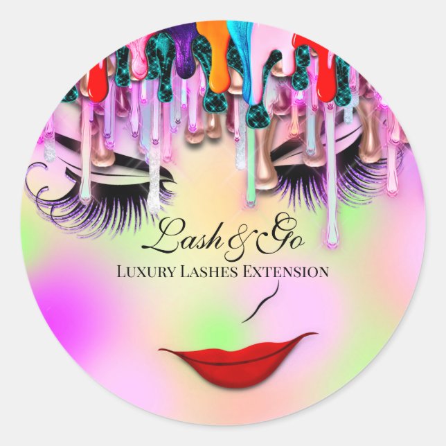 Sticker Rond Maquillage Artiste Lash Extension Beauté en ligne  (Devant)