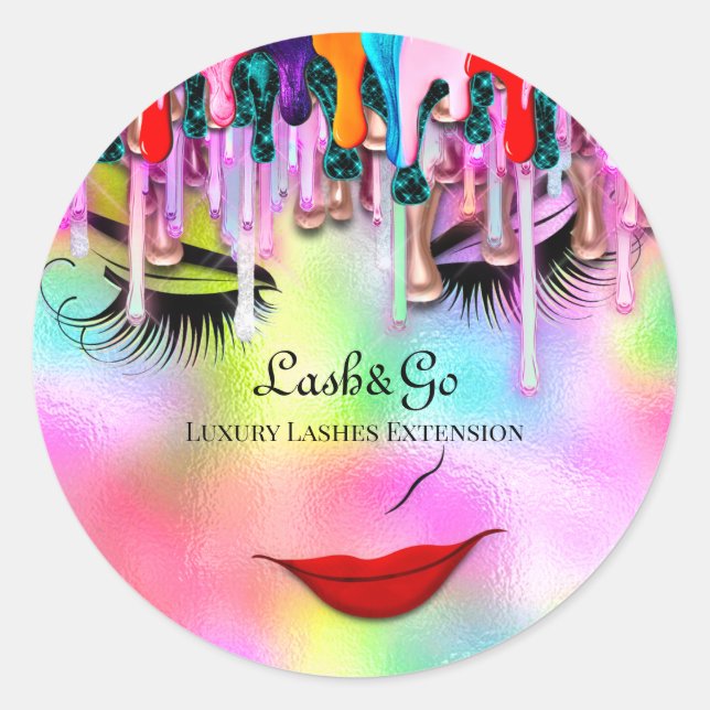 Sticker Rond Maquillage Artiste Lash Extension Beauté Holograph (Devant)