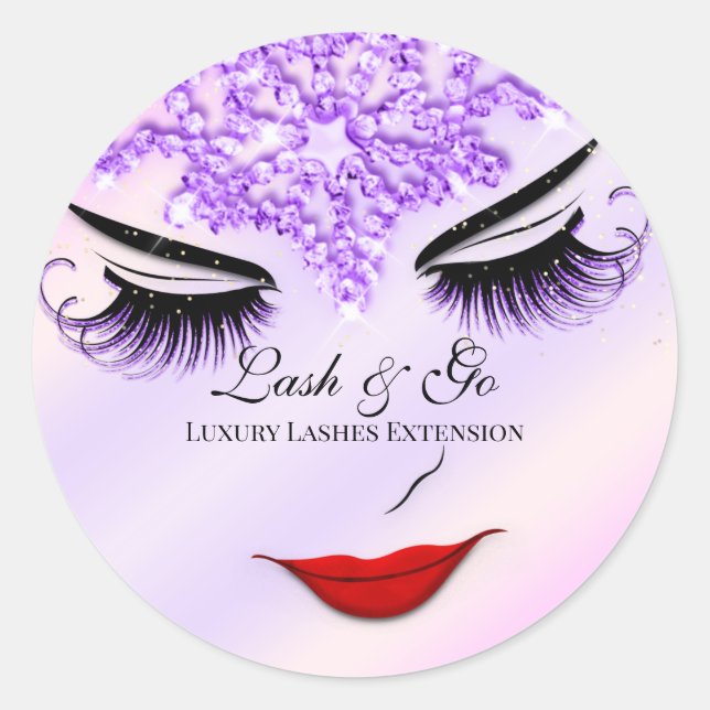 Sticker Rond Maquillage Artiste Lash Extension Diamant Violet (Devant)