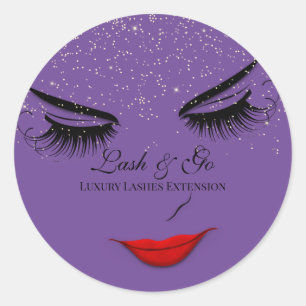 Sticker Rond Maquillage Artiste Lash Extension Lips Purple Part