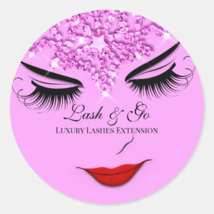 Sticker Rond Maquillage Artiste Lash Extension Lips Rose Stars