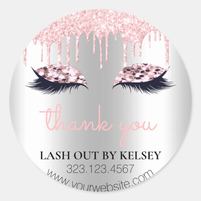 Sticker Rond Maquillage Artiste Lashes Platine & Parties scinti (Devant)