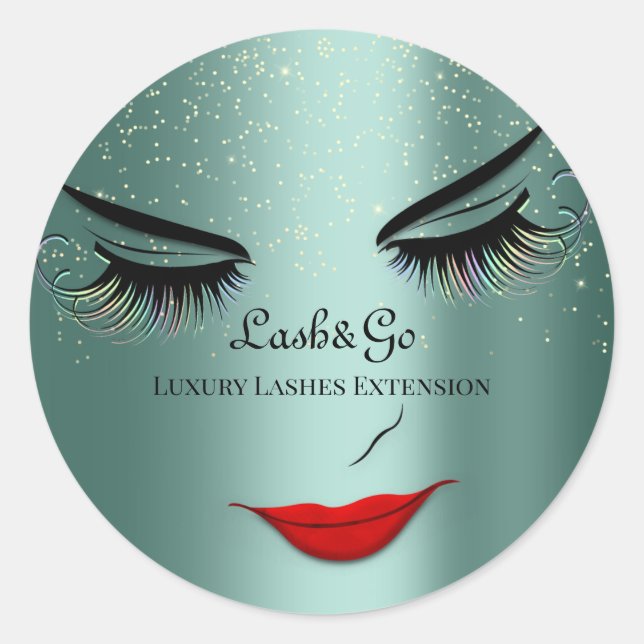 Sticker Rond Maquillage Artiste Lashes Produit Confetti Turquoi (Devant)