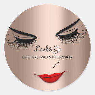 Sticker Rond Maquillage Artiste Lashes Produit Red Lips Rose