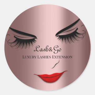 Sticker Rond Maquillage Artiste Lashes Produit Red Lips Rose