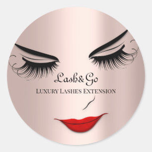 Sticker Rond Maquillage Artiste Lashes Produit Rose rouge