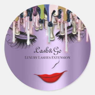 Sticker Rond Maquillage Artiste Lashes Rose violet
