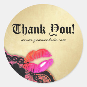 Sticker Rond Maquillage Artiste Lèvres brillantes N dentelle ro