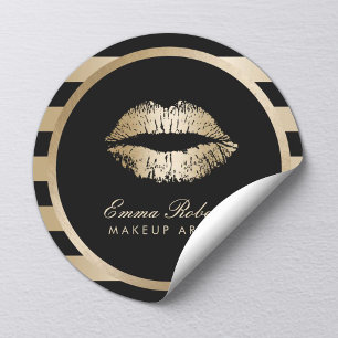 Sticker Rond Maquillage Artiste Lièvres Or Noir Moderne Grilles