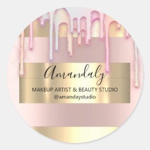 Sticker Rond Maquillage Artiste Parties scintillant Gold Frame 