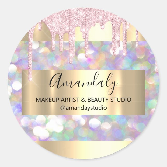 Sticker Rond Maquillage Artiste Parties scintillant Or encadré  (Devant)
