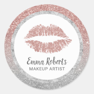 Sticker Rond Maquillage Artiste Rose Gold Parties scintillant l