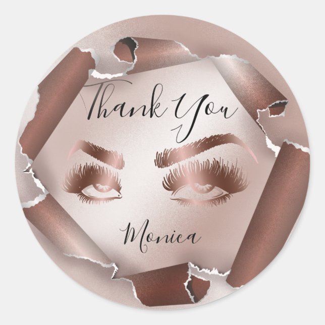 Sticker Rond Maquillage artiste rouleau Oeil Brown Oeil Beauté  (Devant)