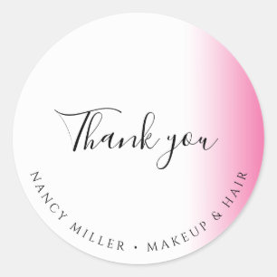 Sticker Rond Maquillage et coiffure rose blanc dégradé moderne 