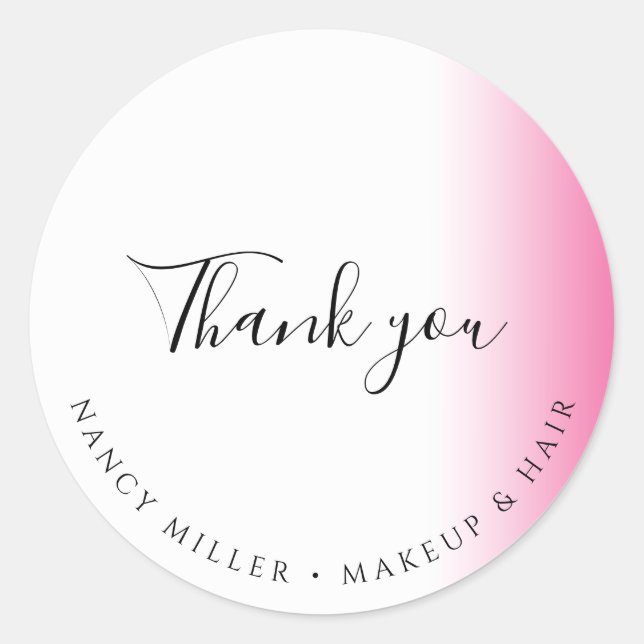 Sticker Rond Maquillage et coiffure rose blanc dégradé moderne  (Devant)