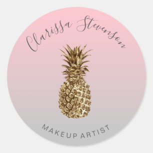 Sticker Rond Maquillage rose ananas chic coloré
