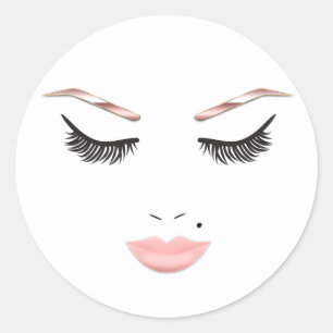 Sticker Rond Maquillage Rose Gold Visage Sourcils Lèvres Beauté
